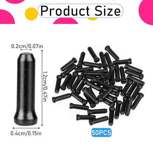 50pcs Black Bike Cable End Caps - Durable Brake & Shifter Tips