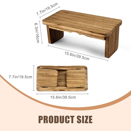 Foldable Wooden Meditation Bench - Dark Wood Kneeling Stool