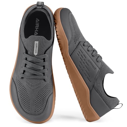 AIRHAS Men's Barefoot Walking Shoes 10.5 Dark Grey Gaiters Anatomical Toe Box