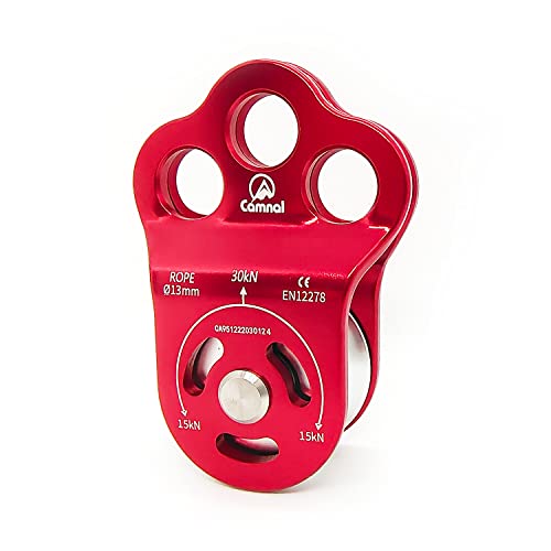 EMMRAGNO 30KN Aluminum Climbing Pulley with Three-Hole Hitch for Rock Climbing & Zipline