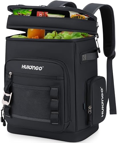Hulongo Black 30L Waterproof Insulated Cooler Backpack for 48 Cans