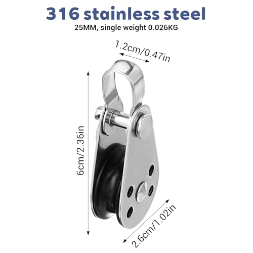 4-Pack Nylon Marine Pulleys for Boats & Kayaks - 316 Stainless Steel
