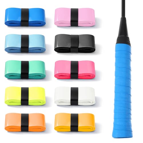 10 Pack Tennis Grip Tape - Precut Anti-Slip Racket Overgrips