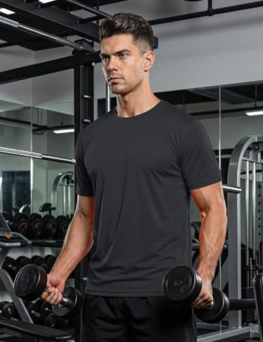 KEFITEVD Men's UPF 50+ Black Short Sleeve Rash Guard Swim Shirt X-Small