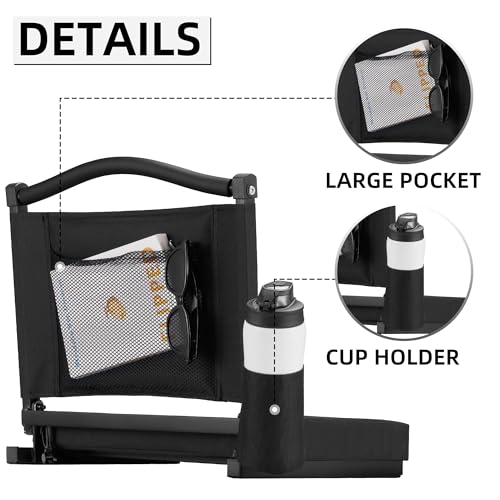 Stadium Seats with Back Support & Thick Cushion - Black, 1 PC