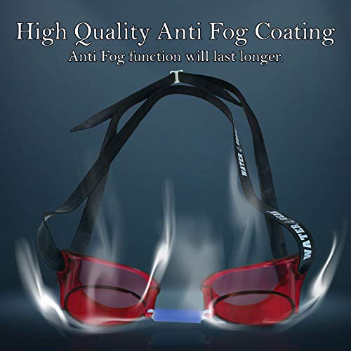 Swedish Pro Goggles for Swimming - Red - Anti-Fog Design