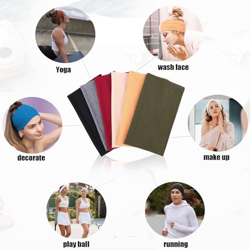 Wide Headbands for Women - 6 Pack Non-Slip Turban Headbands - Black, White, Gray, Beige, Coffee