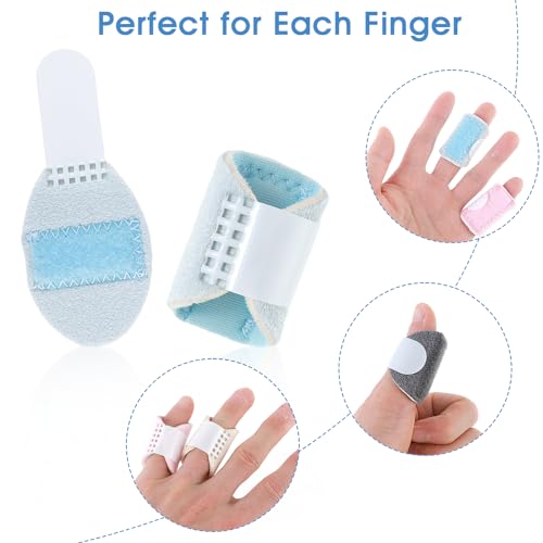 Trigger Finger Splints - 5PCS Thumb Brace for Pain Relief - Sky Blue, Skin Color, Light Pink, Rose Red, Dark Gray
