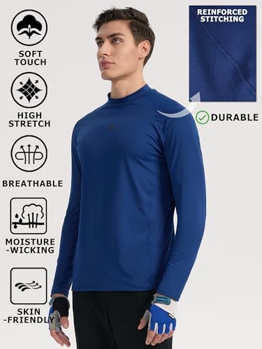 Men's Long Sleeve Turtleneck Workout Shirt - Blue, 3X-Large