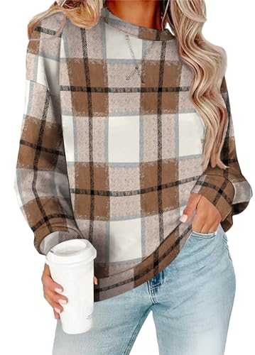 RUMIA Women's Crew Neck Sweatshirt Long Sleeve Tops for Women Fall