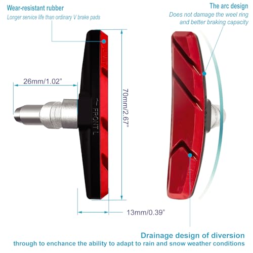 V-Brake Pads Set - 2 Pairs with Hex Nut & Shims - Black