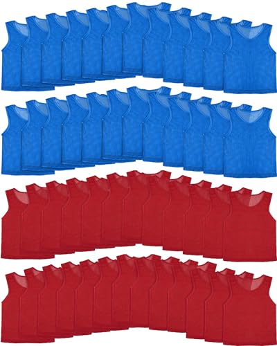 50 Pack Lightweight Pinnies Scrimmage Vests for Soccer & Basketball