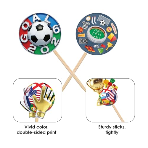 14Pcs Soccer Cake Toppers for 2026 World Cup Party Supplies