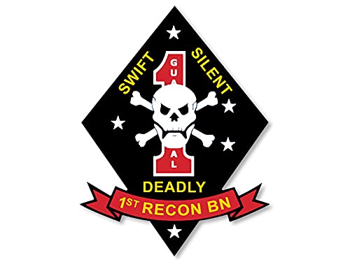 USMC First Recon BN Vinyl Decal Sticker - Black & Red - 3x4 inches