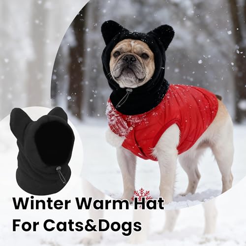 ETOFIXEE Dog Snood Winter Hood with Ear Protection & Neck Warmer - Small, Black