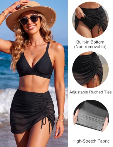 Blooming Jelly Women's Tummy Control Swim Skirt Bathing Suit Bottoms - Medium Black