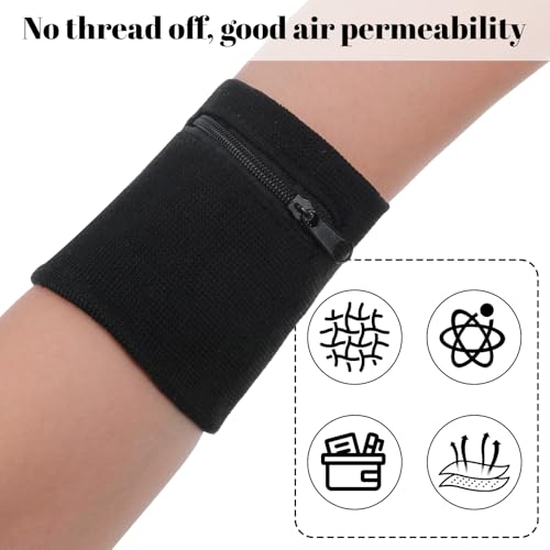 Breathable Wrist Wallet Set - 4PCS Zippered Sweatbands for Sports