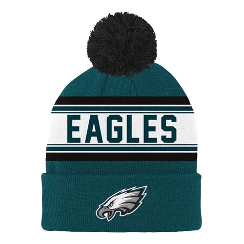 NFL Youth Beanie Hat - Philadelphia Eagles Cuffed Pom Knit