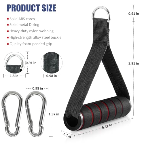 Heavy Duty Exercise Handles for Cable Machines - Black-Red
