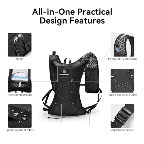 CROSSGEAR Black Hydration Running Vest with 1.5L BPA-Free Water Bladder