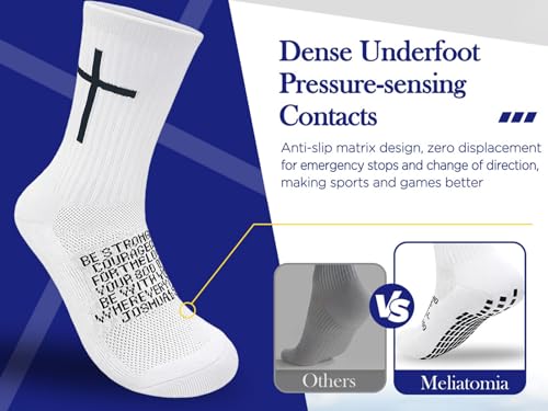 Men's Christian Grip Socks - Anti-Slip Design, Joshua 1:9