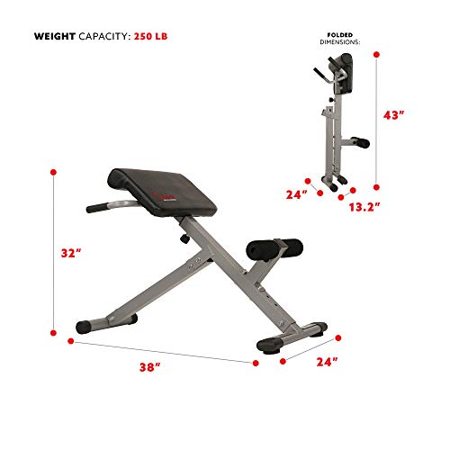 Roman Chair for Home Gym - Adjustable Height, Foldable, Silver