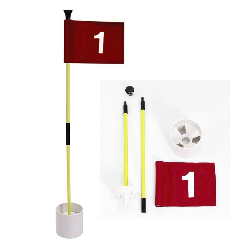 Portable 2-Section Design Mini Golf Hole Flag Set, Putting Green Flag for Backyard 3 Feet Golf Pin Flag Hole Cup Set
