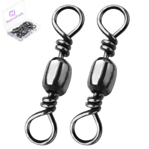 High-Strength Barrel Fishing Swivels - 12# Size, 50 Pack