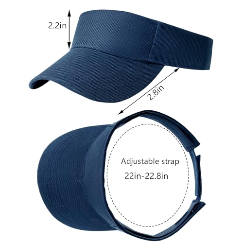 Adjustable Sport Visors Sun Hat - One Size Navy Blue