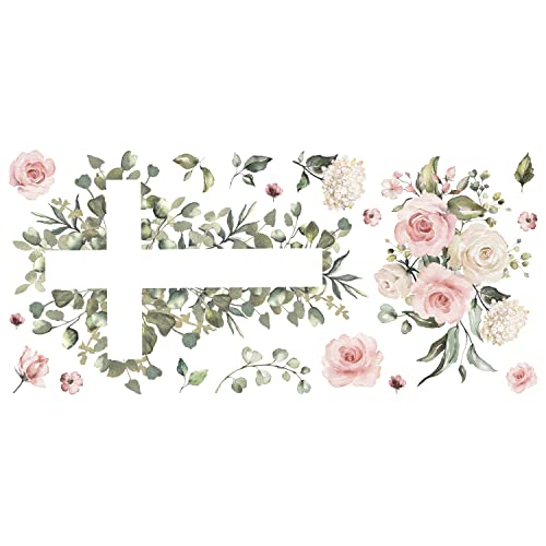 RoomMates RMK5282GM Watercolor Floral Cross Giant Peel and Stick Wall Decals