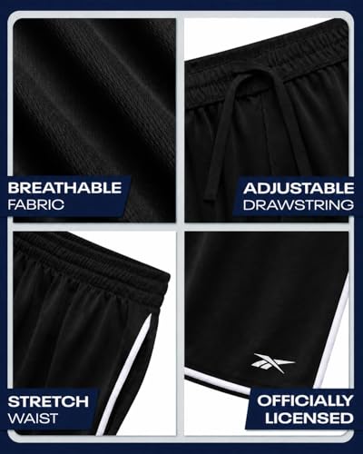 Breathable Mesh Athletic Shorts for Boys - Black & White Panel, 10-12