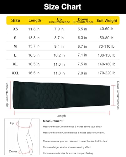 Elbow Compression Sleeve - Padded Arm Sleeve for Sports - X-Small, Black
