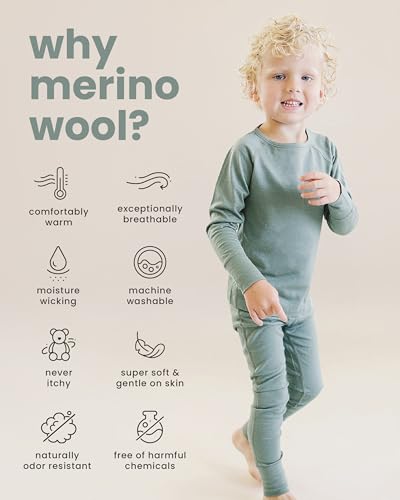 Woolino Merino Wool Base Layer for Kids - 2-3 Years Honey - Soft Thermal Top
