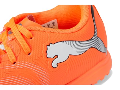 PUMA Kids Future 9 Play Turf Soccer Shoes - Glowing Red-White-Black-Silver, Size 3.5