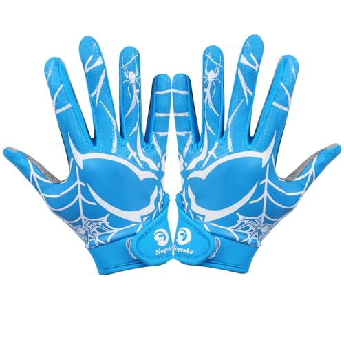 Nogvaks Youth Baseball Batting Gloves Blue/White, M/L (6-6.5in), Non-Slip Breathable Lightweight Kids Sports