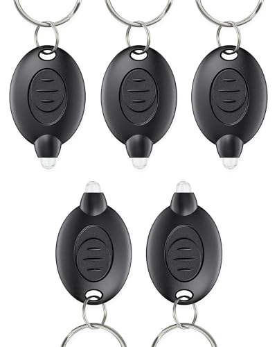 Mini LED Keychain Flashlight - 5 Pack, Black Shell with White Light