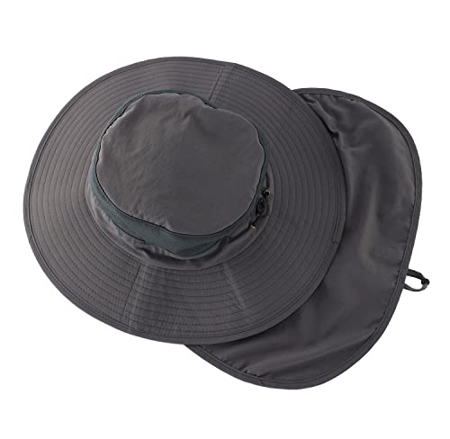 Wide Brim UPF50+ Outdoor Mesh Sun Hat with Neck Flap