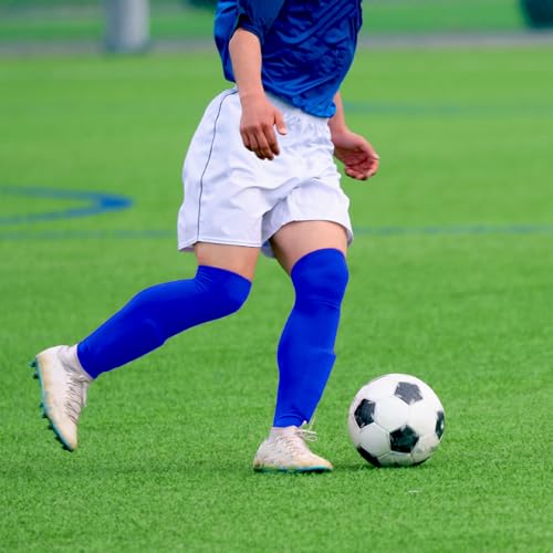 Over the Knee Baseball Socks - Extra Long Soccer Socks - Blue, Medium