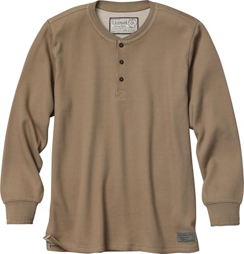 Legendary Whitetails Mens Henley Thermal Long Sleeve - Heavyweight Khaki Large