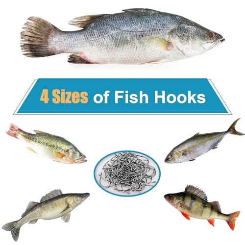 Carbon Steel Fishing Hooks Set - 100 Pieces with Storage Box