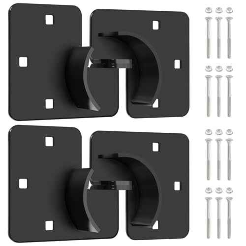 IRONWALLS Puck Lock Hasp Black 2 Packs, Heavy Duty Lock Hasp for Hidden Shackle Padlock Diameter Within 2-7/8¡±/73mm, Steel Puck Lock Holders Brackets for Shipping Container, Trailers Doors
