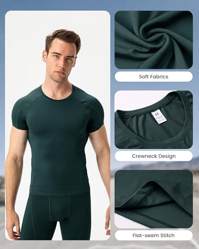 Men's Compression Shirt Short Sleeve Athletic Gym Workout Base Layer