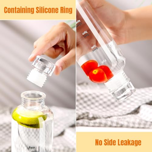 Clear Glass Water Bottle with Time Marker - 17 oz Hydration Tracker
