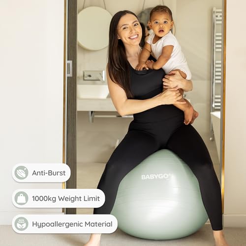 BABYGO Sage 65cm Birthing & Exercise Ball for Pregnancy & Labor – Award-Winning, Anti-Burst, Safe & Strong