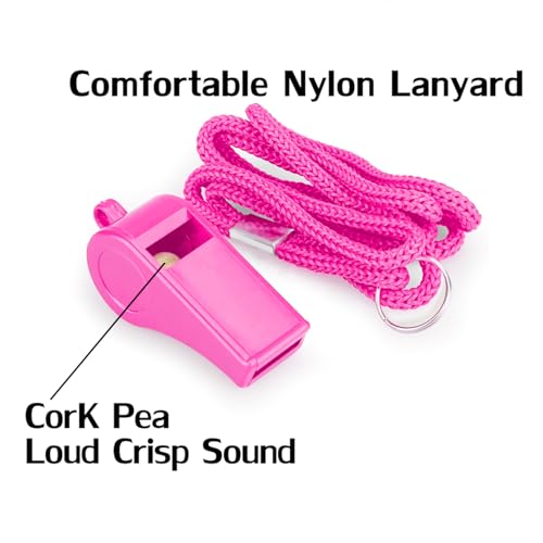 Loud Pink Sports Whistle with Lanyard – Clear Sound for Coaches & Safety