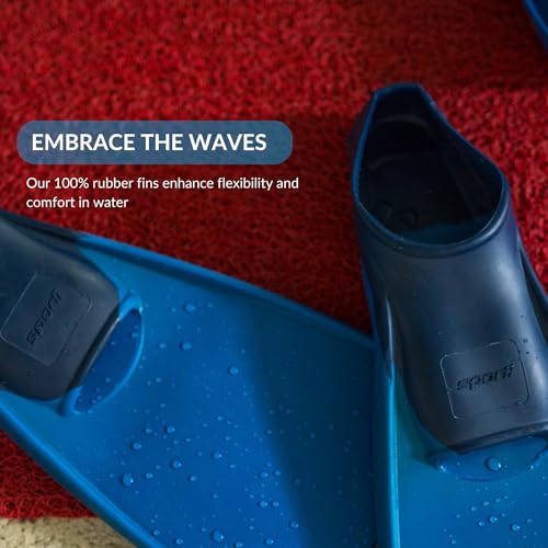 Sporti Unisex Long Floating Swim Fins for Pool & Lap Swimming - Navy Blue, M 8-9 / W 9-10