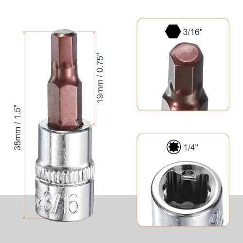 uxcell 3/16" Hex Bit Socket 1/4" Drive SAE S2 Steel Square Drive Socket Extension Impact Bit Socket Ratchet Wrench Accessories for Turns Power Drill Into Nut Driver 2 Pcs