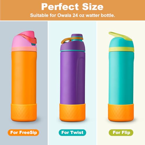 Silicone Boot for Owala 24 oz Water Bottle - Orange Anti-Slip Sleeve