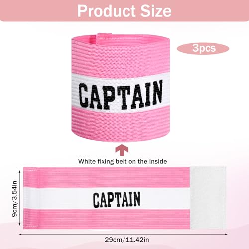 Adjustable Pink Captain Armband - 3-Pack for Soccer, Rugby & Volleyball