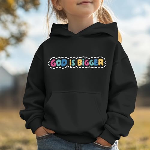 Christian Jesus God Hoodie for Girls - Bible Verse Sweatshirt - Black, 7-8 Years